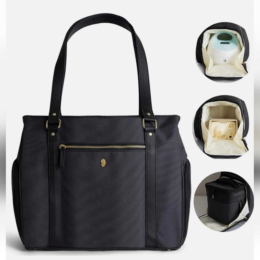 NWT Idaho Jones The Ellerby Diaper Bag & Breast Pump Tote In Black